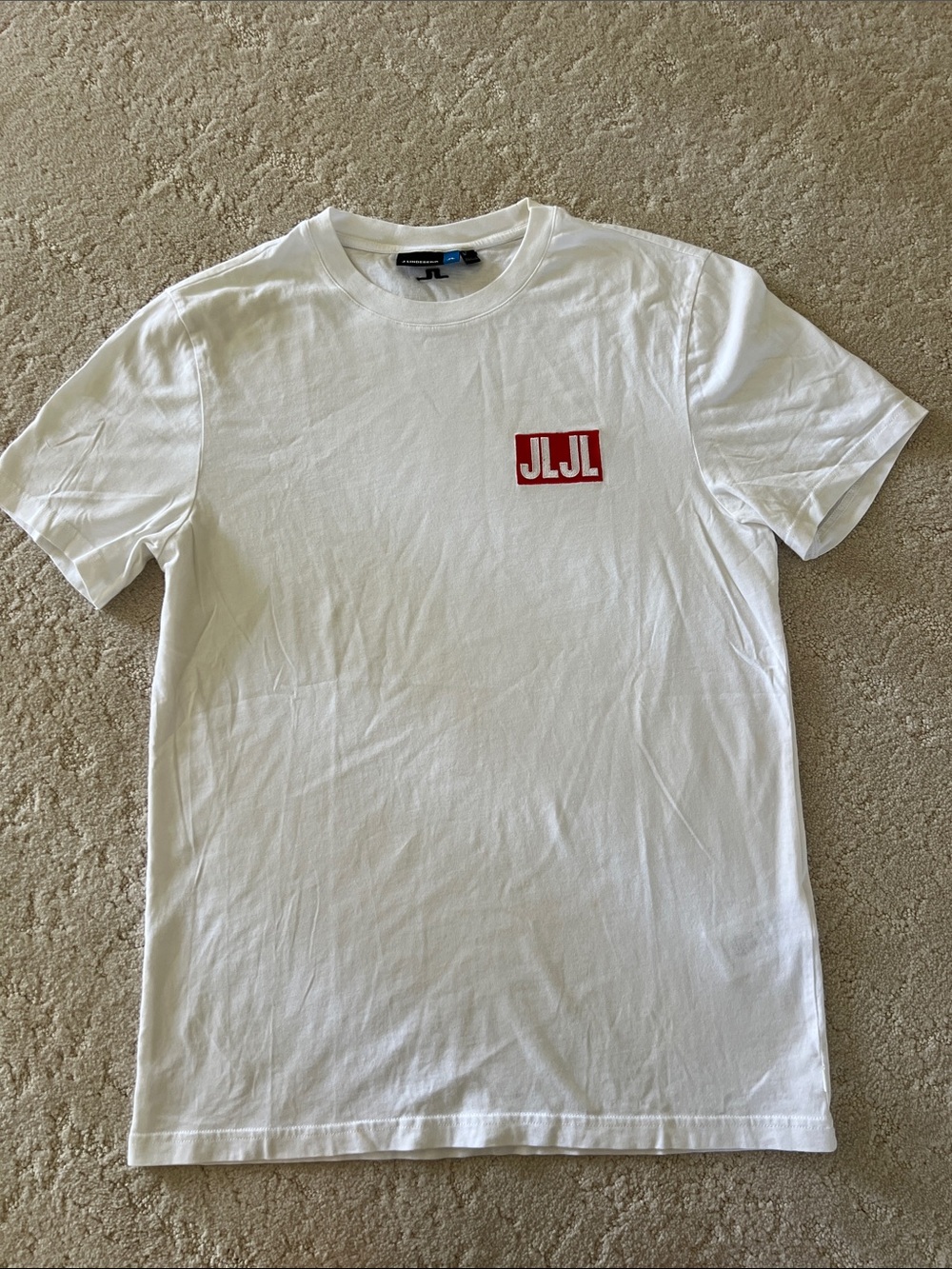 J.Lindeberg White Short Sleeve Tee with Red Chest Logo
